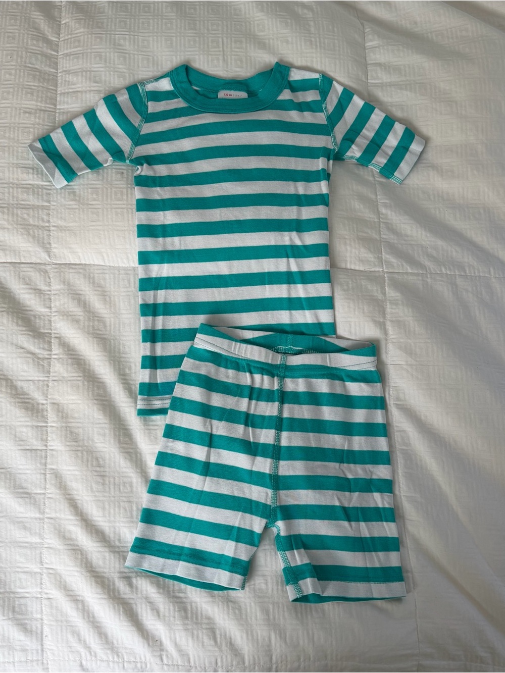 Hanna Andersson Teal & White Striped Kids Pajamas